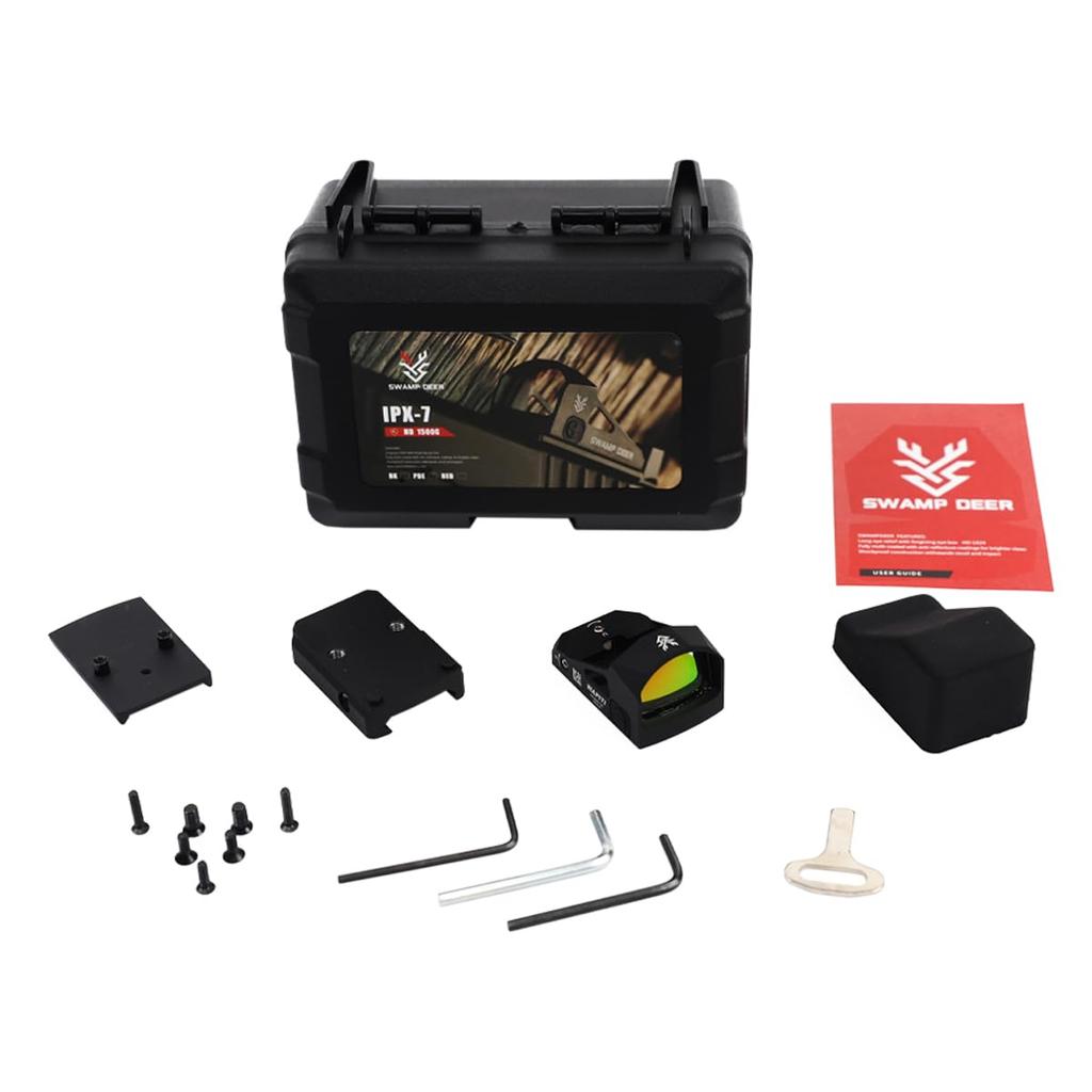 SWAMP DEER OPTICS HD1x24 Мини коллиматорный прицел, ударопрочный до 1500 г, коллиматорный прицел открытого типа, совместимый с планками 20 мм (черный)