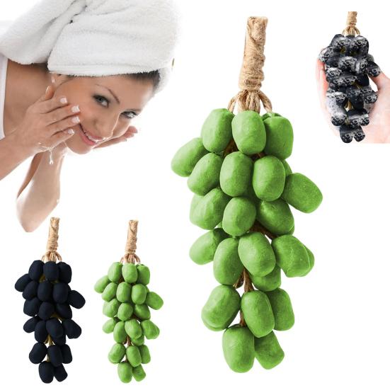 Handmade Grape Cluster Soap Botanical Cleansing Soap Bar Gentle Nourishing Grape Seeds Oil Soap with Hanging Rope