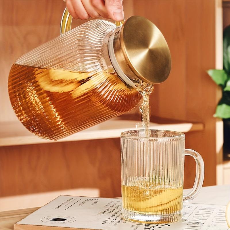 1 шт. ребристый стеклянный кувшин с крышкой, сверхмощный кувшин из боросиликатного стекла для воды, графин для напитков, посуда для горячих и холодных напитков