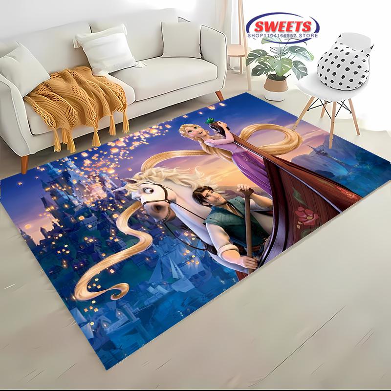 3D Princess Cartoon Carpet, Princess Rapunzel Living Room Bedroom Bed Mat, Modern Simple Style, Non-slip Durable Rug Fast Arrive