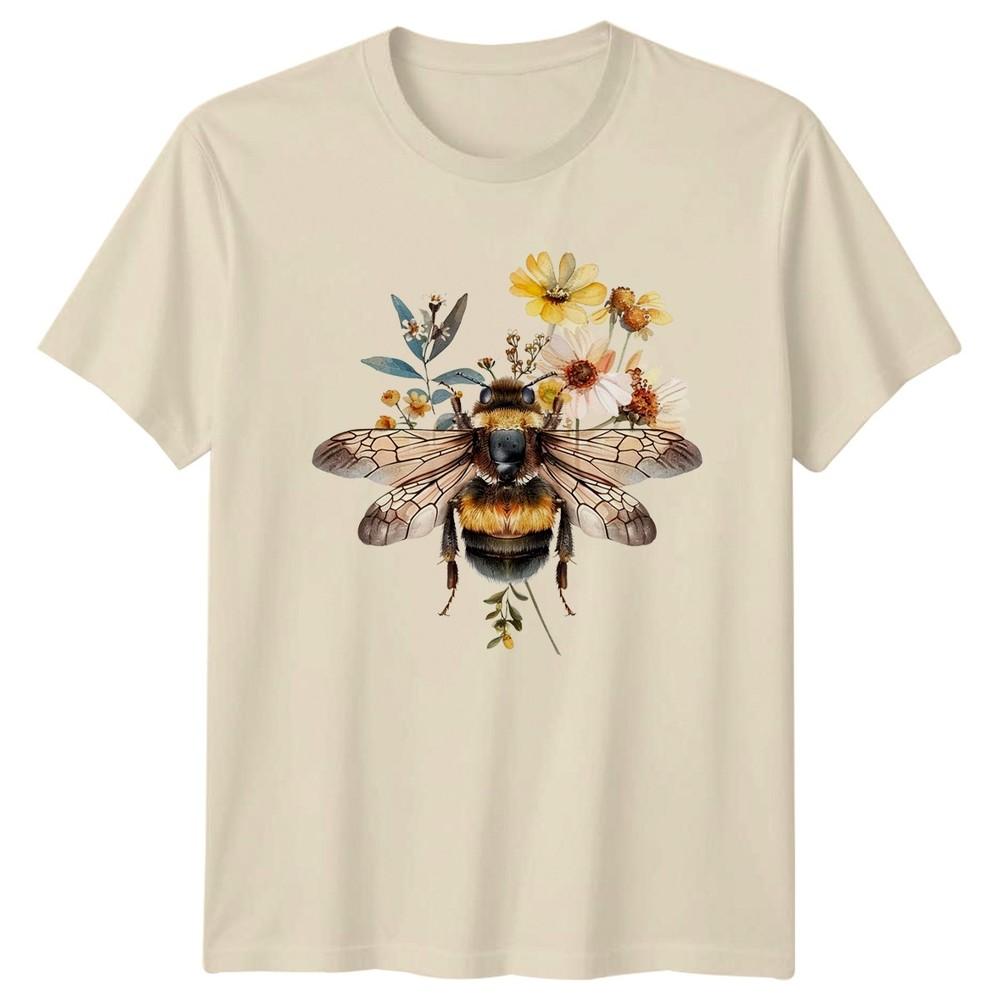 Bumblebee Floral Illustration TShirt Nature Wildlife Gift For Him And Her