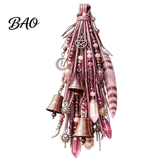 Feather Sun Catchers Witch Door Bell Decoration, Boho Catchers, Retro Wind Chime, Pentagram Star Moon Style Hanging Charms Ornament with Feathers Faux