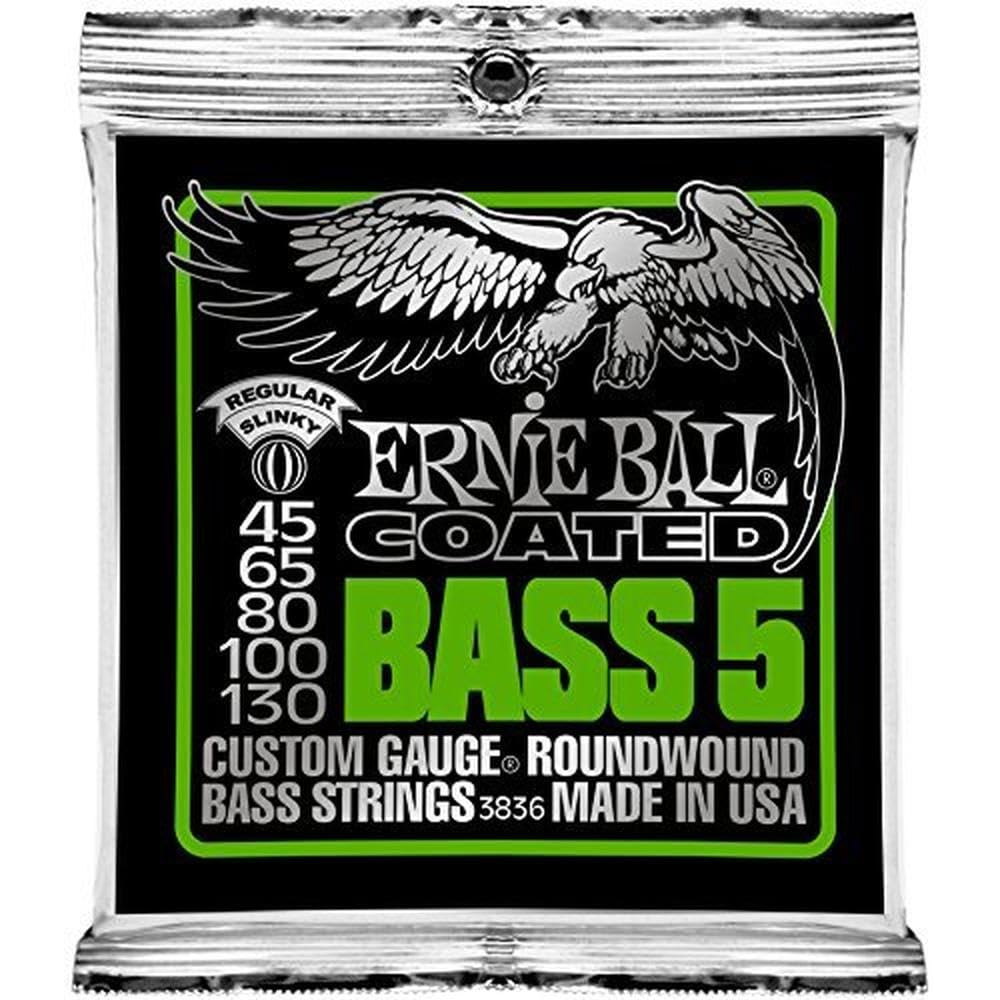 Ernie Ball 3836 Coated Regular Slinky Bass Strings, 5-String, 45-130 Gauge