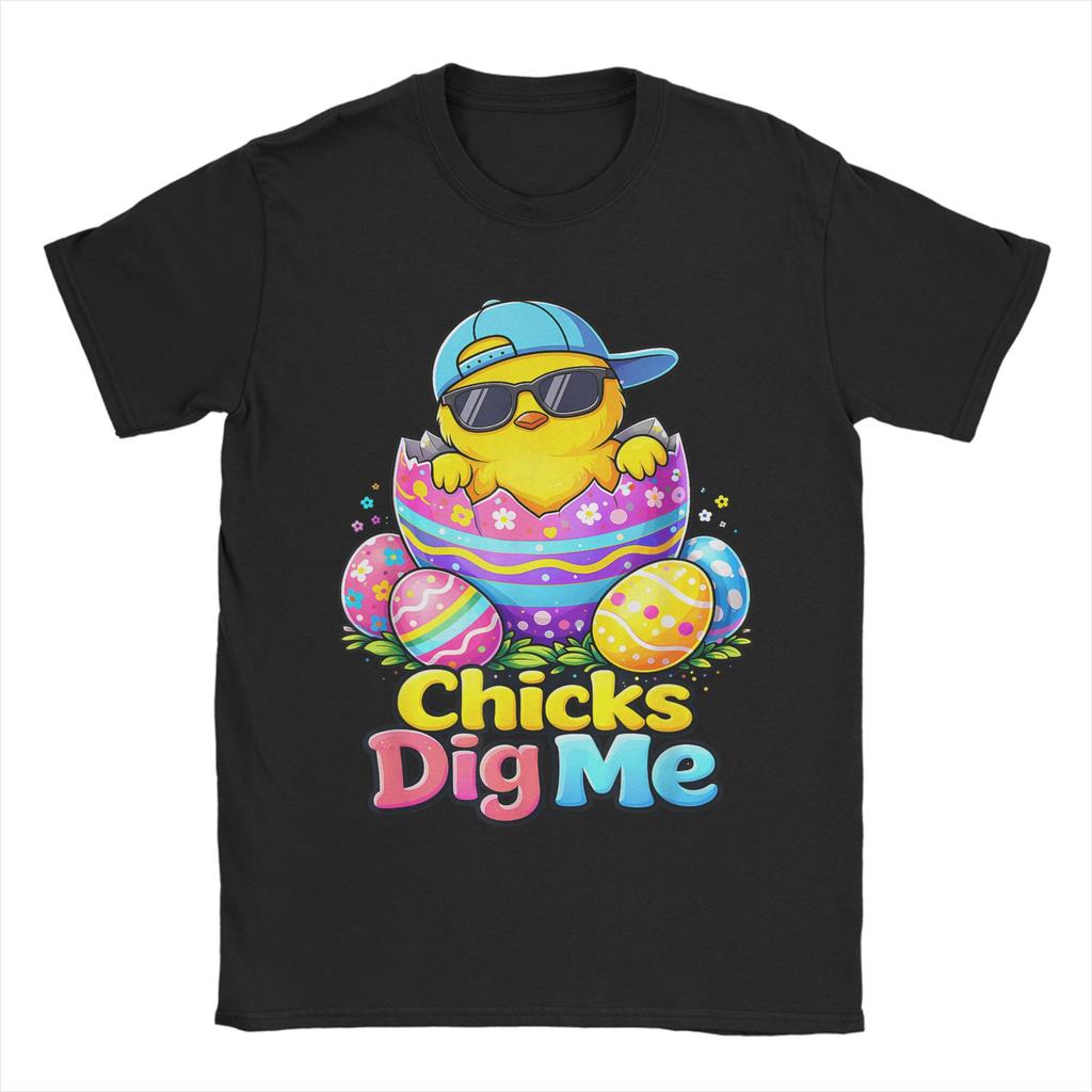 Chicks Dig Me Easter T Shirt Trendy Cool TShirts Short Sleeve Vintage Tshirt Beach 100 Cotton Round Neck Plus Size 5XL Tees
