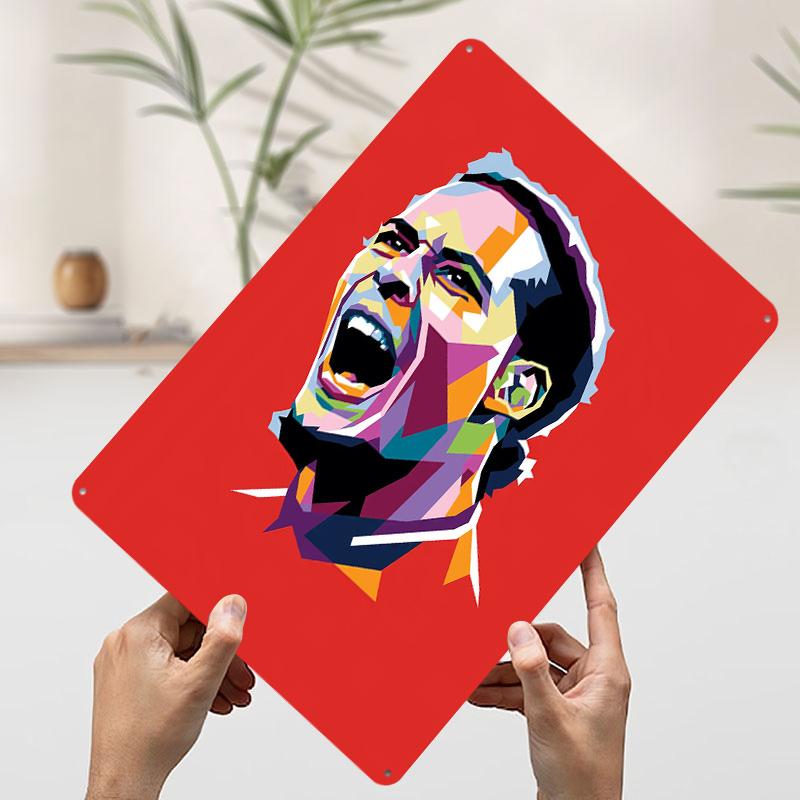 Virgil Van Dijk Pop Art Portrait Printed Poster Customized Wall Art Retro Vintage Metal Tin Signs for Room Office Decoration