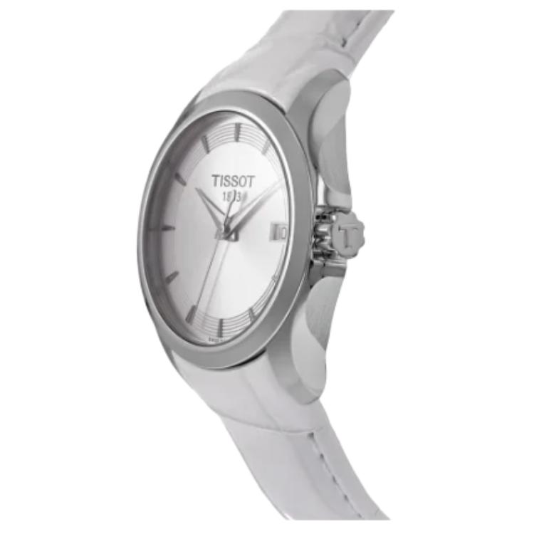 Tissot Женские часы Tissot Couturier с кварцевым механизмом, 32 мм, белый циферблат, корпус из нержавеющей стали, кожаный ремешок T035.210.16.031.00
