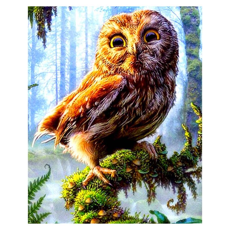 5D Diy алмазная живопись Сова, набор для вышивки крестом, полная дрель, круглая вышивка, мозаика, мультяшная художественная картина, декор из стразов, подарок