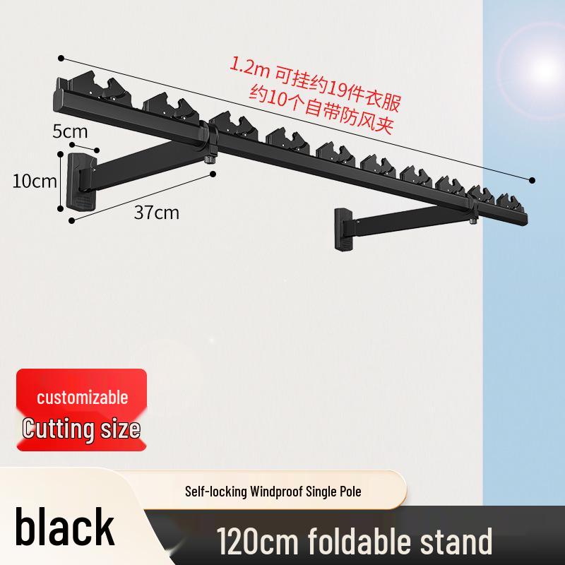 Folding Telescopic Wall-Mounted Clothes Drying Rack for Balcony or Bay Window