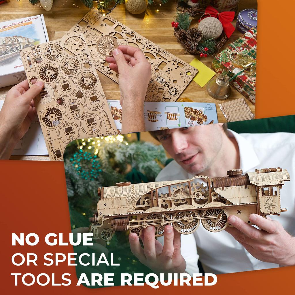 Ugears V Express Steam Locomotive 70058 Wooden Puzzle Craft Model Glue No Tools Required Intermediate
