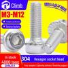 M6 DIN251 304 Stainless Steel Anti-Slip Hex Socket Flange Bolt