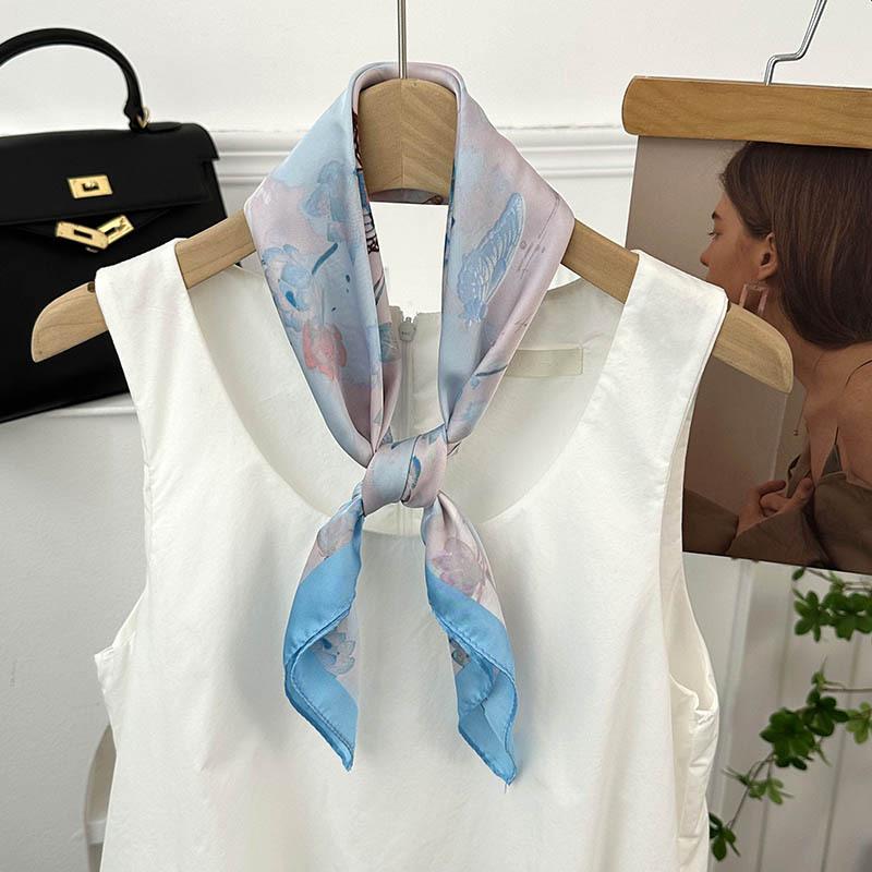 Silk Scarf Neck 70 Square Scarf New Printing Small Fresh Versatile Streamer Neck Protector Scarf Shawl