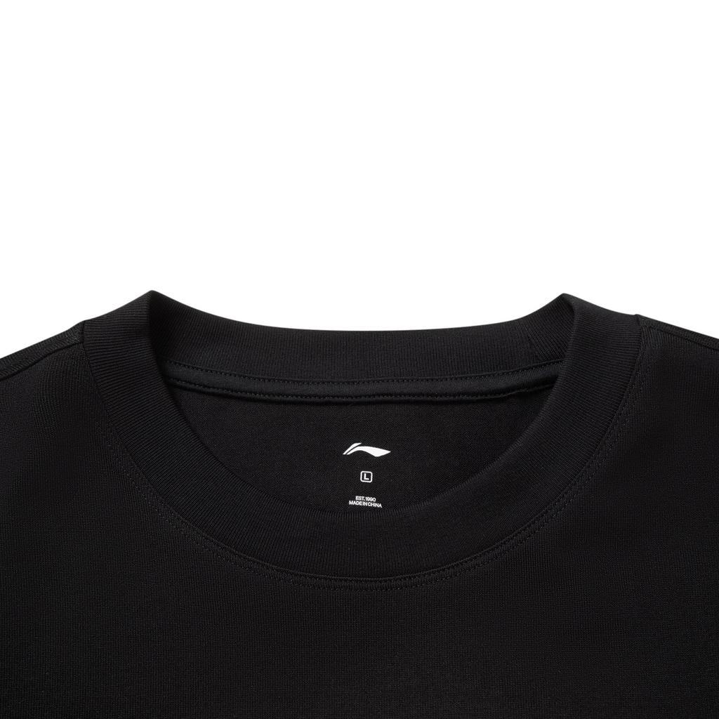 Li Ning Серия JB Свободный крой Круглый вырез Повседневная Хлопковая Футболка с Коротким Рукавом и Графикой Букв Мужские Топы Черный AHSVH81-1