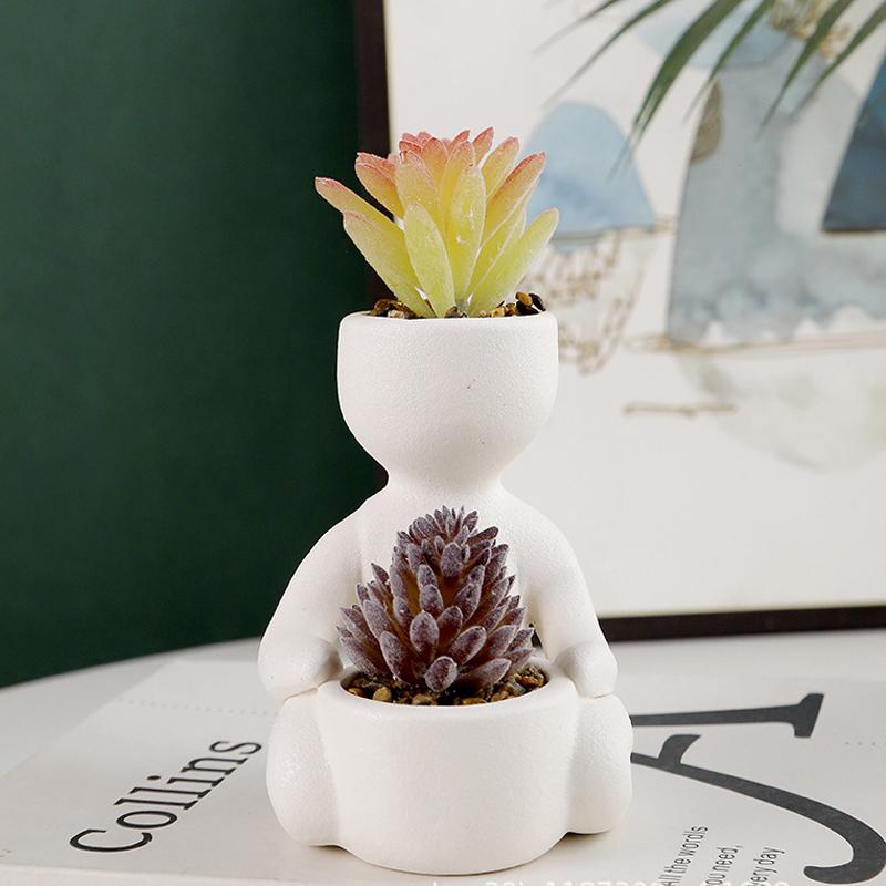 Абстрактная керамическая маленькая цветочная ваза креативная мясистая зеленая ваза для растений контейнер для домашнего рабочего стола украшения поделки садовые украшения