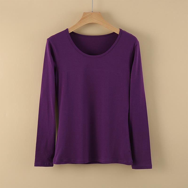 Женский термосвитер из чистого хлопка с длинными рукавами - круглый вырез, теплый топ на осень/зиму