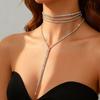 Fashionable Layered Necklace For Women With Cubic Zirconia Crystals And Geometric Line Art For Stylish Looks