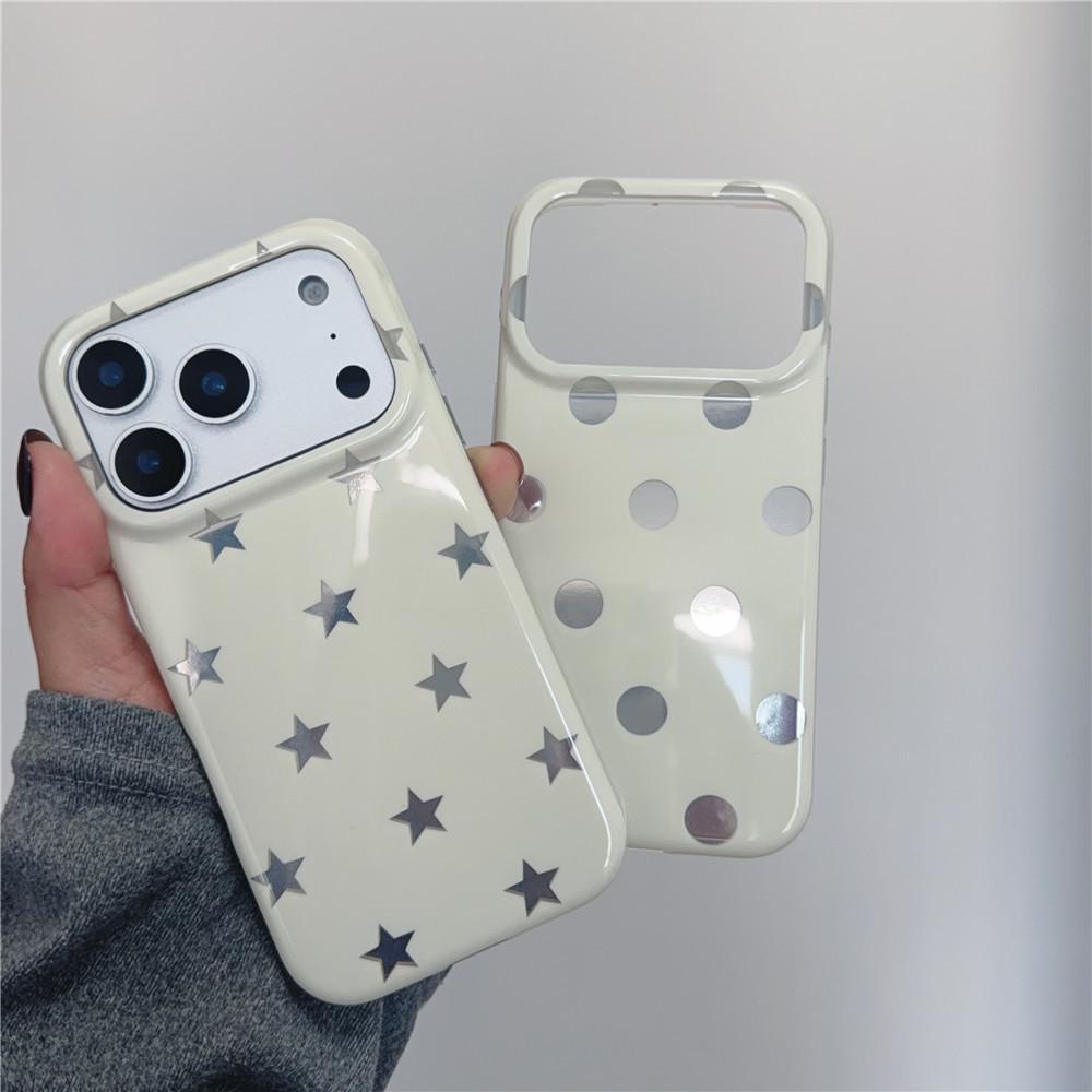 Высококачественный желтый чехол в горошек со звездами для iPhone 17, 16 Pro Max, 15, 14 - Элегантный дизайн для женщин