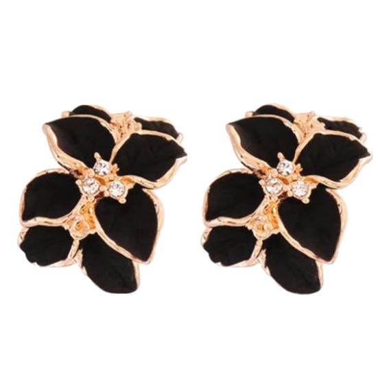 Cute Gardenia Flower Rhinestone Inlaid Ear Studs Women Earrings Jewelry Gift