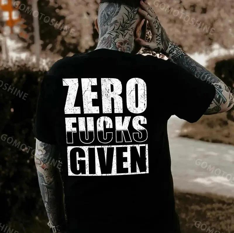 Мужская футболка с принтом ZERO F*CKS GIVEN