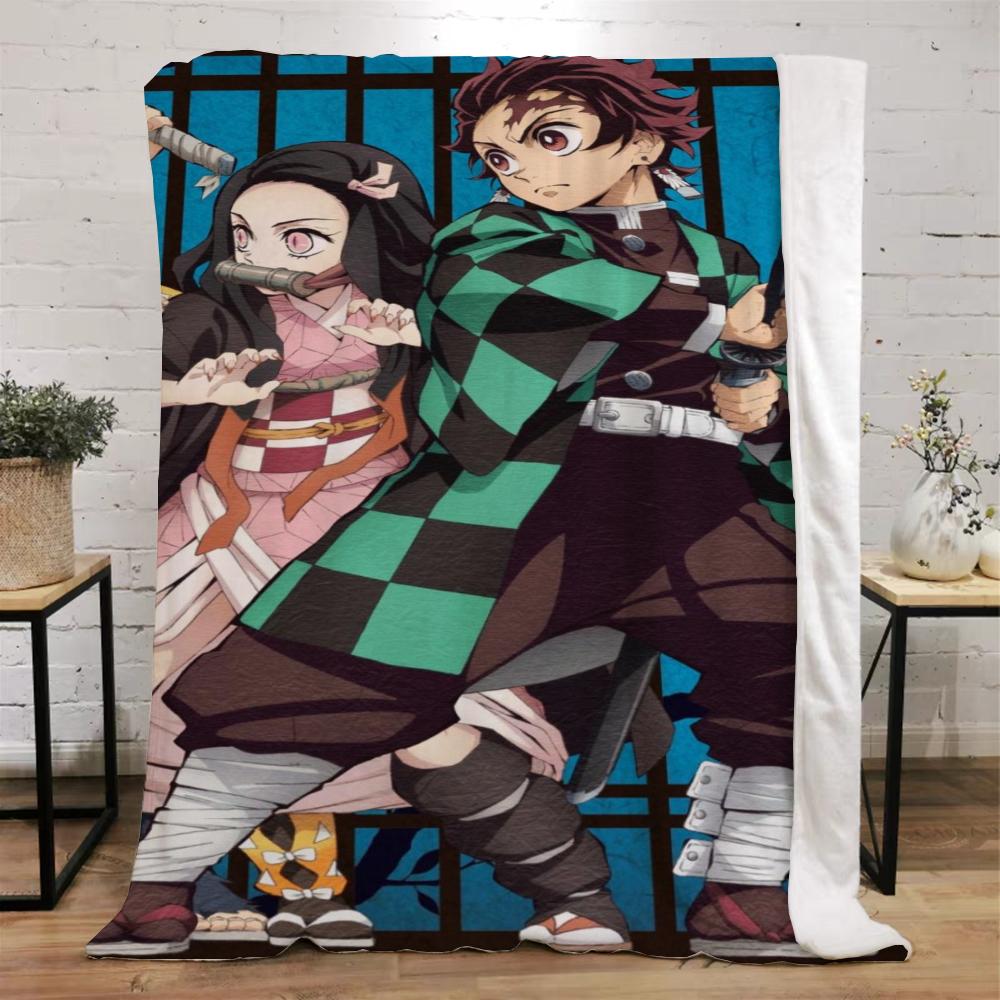 Demon Slayer Смешное одеяло Кровать Индивидуальные одеяла и пледы Микрофибра Постельное белье Дом и украшение Пляжное полотенце Вязаный плед Наколенник