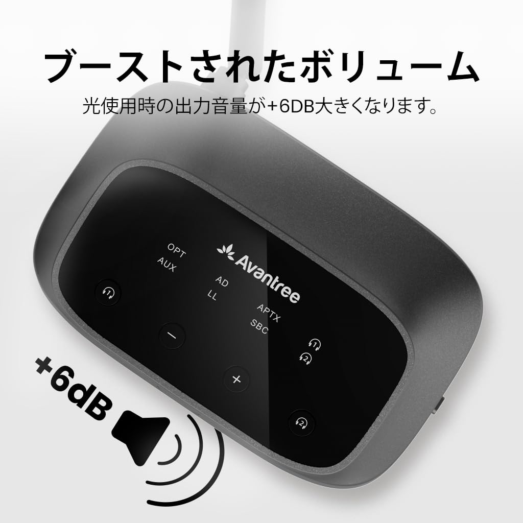 Передатчик Bluetooth Avantree Oasis Plus 2 с возможностью дистанционной регулировки громкости, совместимые наушники и функция адаптивной звуковой панели aptX, только оптический разъем