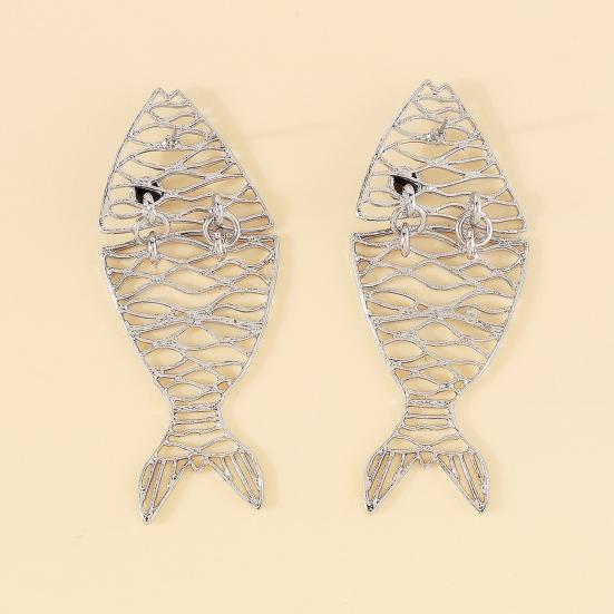 1 пара женских висячих серег в форме рыбы, лепестков из нержавеющей сплава, преувеличенных украшений для ушей, ювелирных изделий, длинных висячих сережек для выпускного вечера
