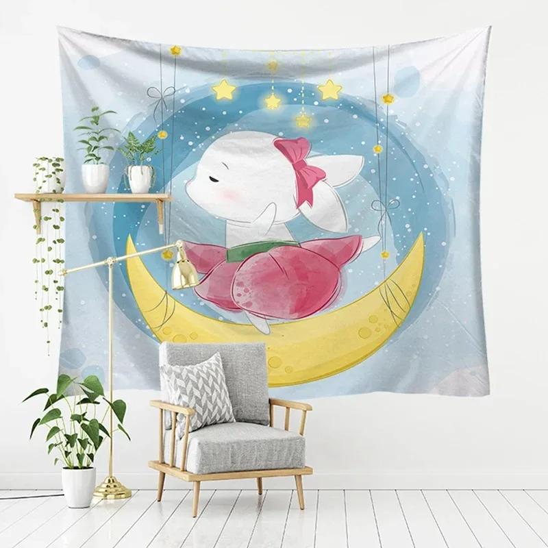 Милый креативный фон с изображением животных, гобелен для спальни, гостиной, украшение стены дома, гобелен