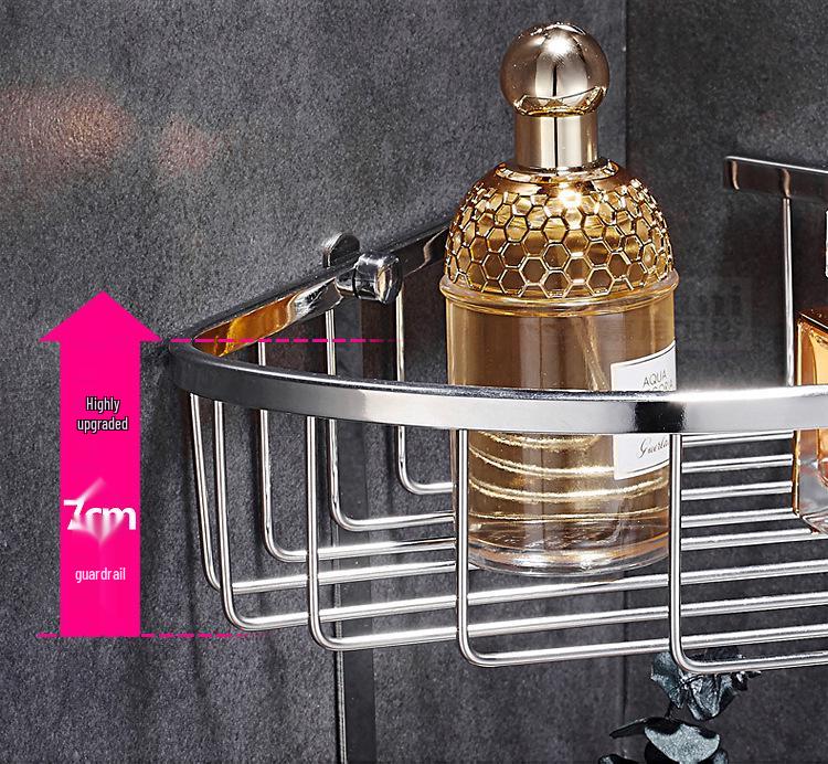 Угловая душевая корзина из нержавеющей стали с крючками и горизонтальной перекладиной для хранения в ванной комнате