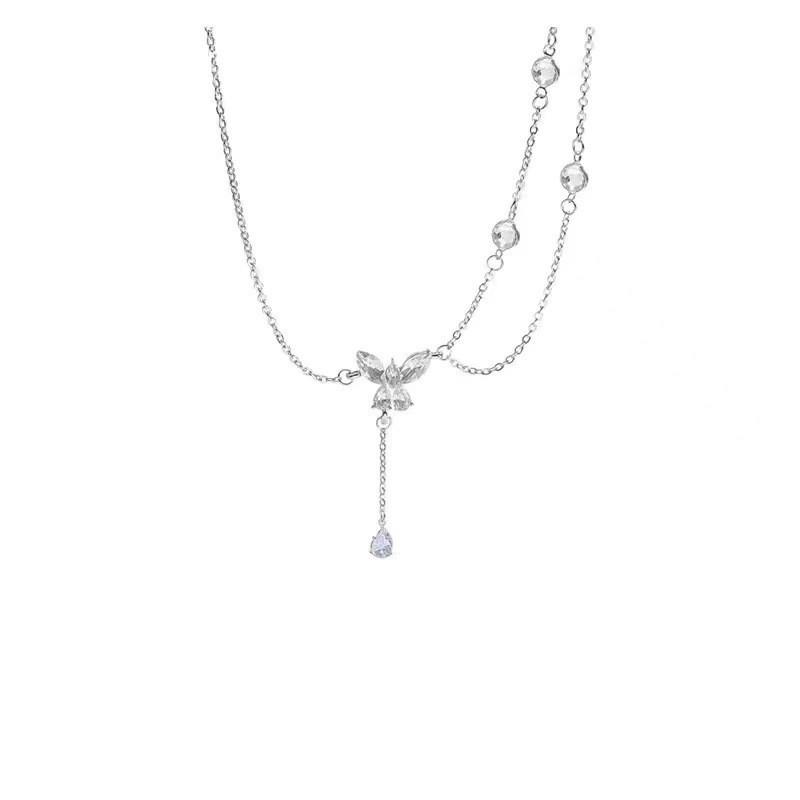 Высококачественное ожерелье с кисточками в виде бабочки, инкрустированное микроцирконием — модный нишевый дизайн лета 2022 года для женщин