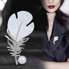 Feather Brooch Pins for Women Party Wedding Gifts Clothing Accessories High-end Chest Flower Women's Gold Rhinestone Alloy Silver Accessory Pin
