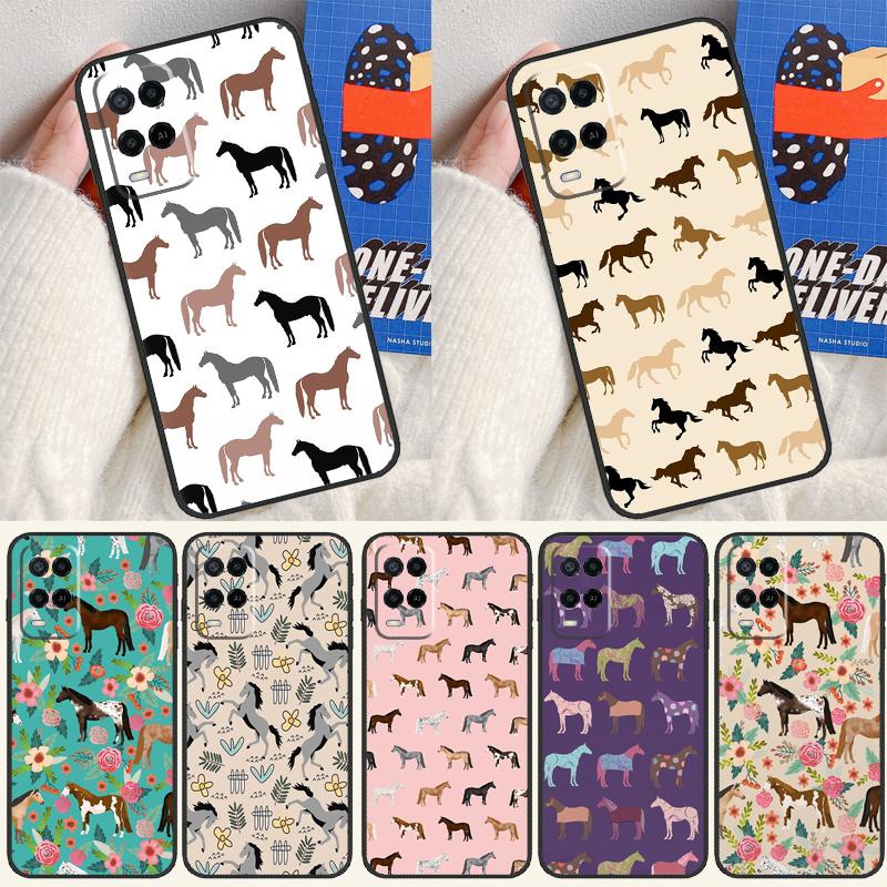 Horses Pattern Collage Case For Oppo A91 A5 A9 A16 A76 A96 A58 A78 A98 A52 A72 A74 A94 A54 S A57 A77 A15 A17 Cover