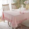 Yousheng Solid Color Ruffled Tablecloth Rectangular Square Table Cover Dining Tablecloth for Farmhouse Kitchen Dining Room Patio Decoration