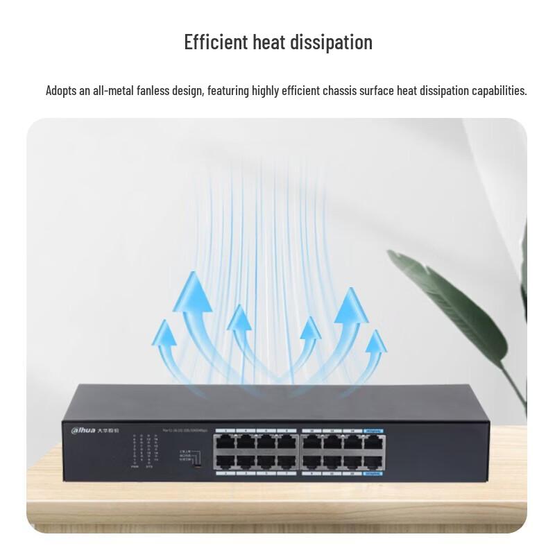 Dahua 16-Port Gigabit Unmanaged Industrial Switch CN plug (adapter included)