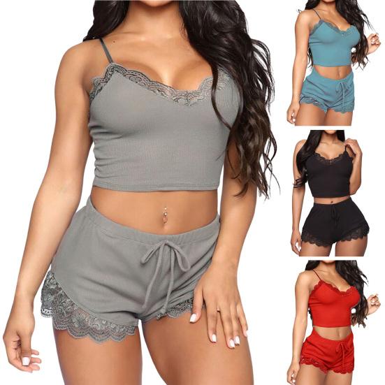 Женский комплект ночного белья, укороченный топ, дышащая женская ночная одежда без рукавов с открытой талией для сна