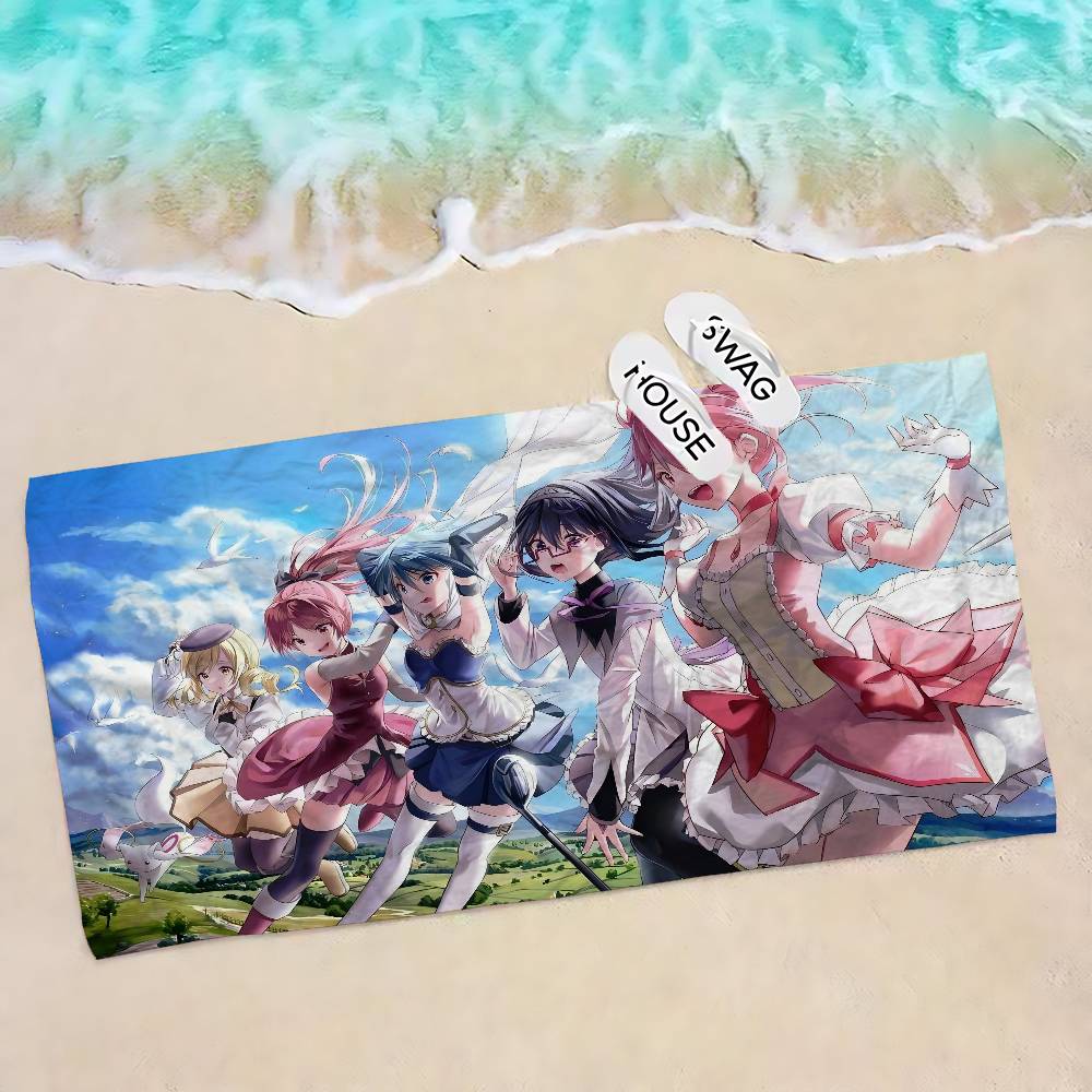 P-Puella Magi Madoka M-Magica Микрофибровое пляжное полотенце Впитывающее Быстросохнущее Мягкое для йоги плавания курорта альпинизма