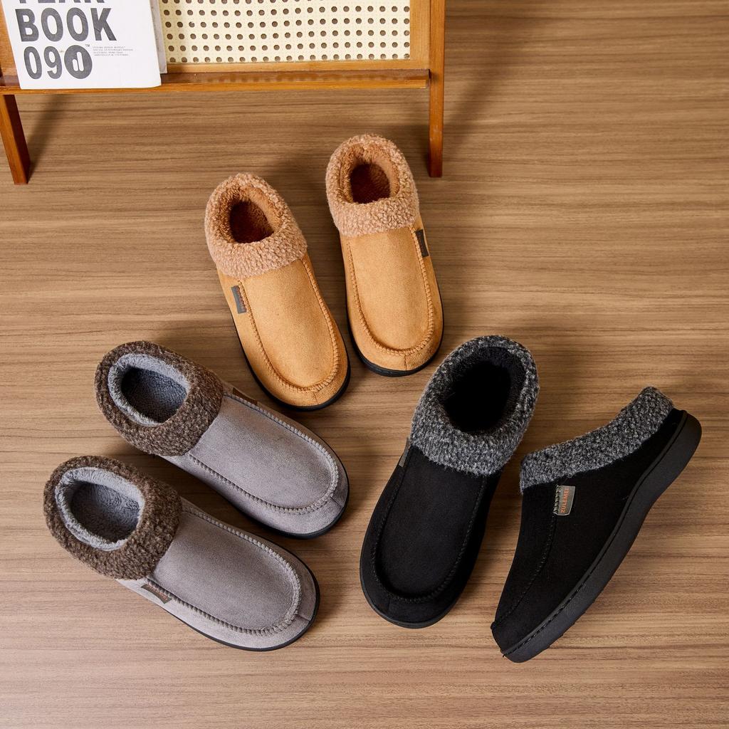 Winter Men's Casual Warm Shoes Soft Breathable Loafers Slippers Comfortable Leisure Cotton Slippers Peas Shoes Slip-On Flats Male Loafers Slippers