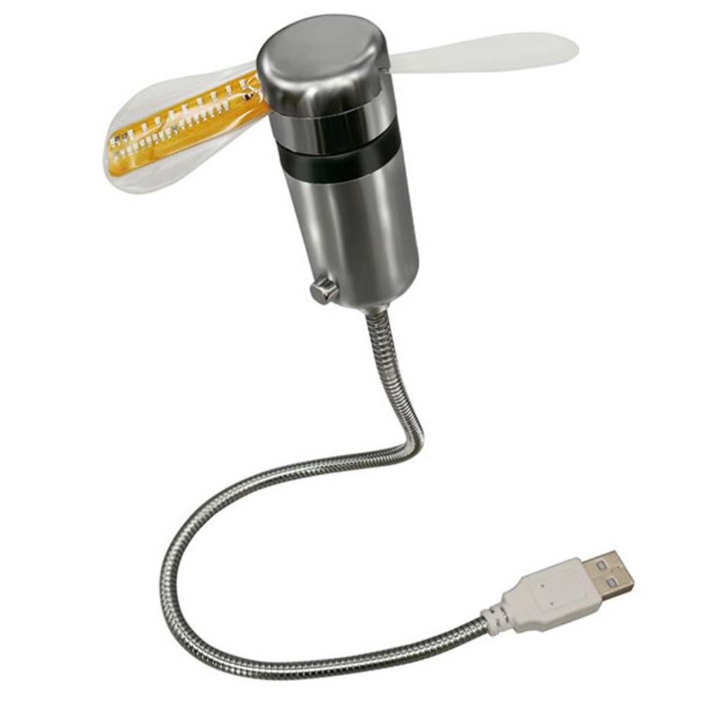 Часы-вентиляторы с дисплеем времени и температуры, металлический мини-вентилятор с питанием от USB, светодиодные часы-вентиляторы с гибким креплением на гибкой стойке, светодиодные часы для ноутбука