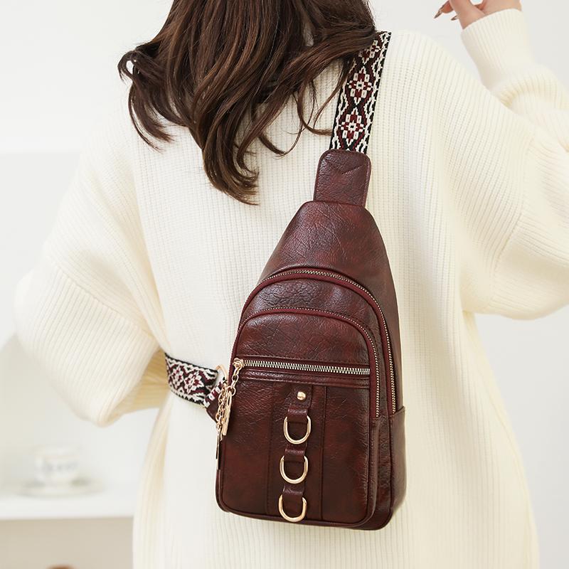 Женская сумка-ретро на грудь, однотонная сумка через плечо, поясная сумка