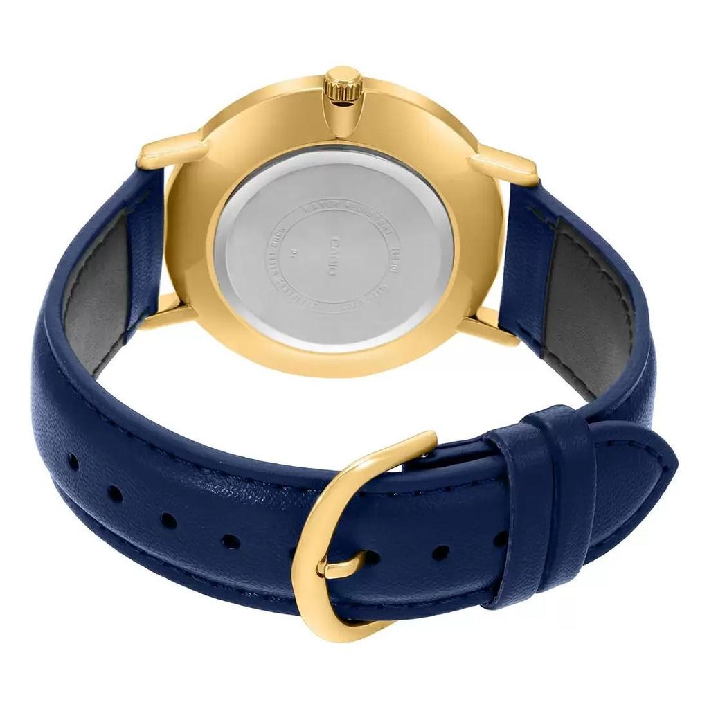 Мужские часы с кожаным синим ремешком, Blue Leather Men's Watch,  Casio
