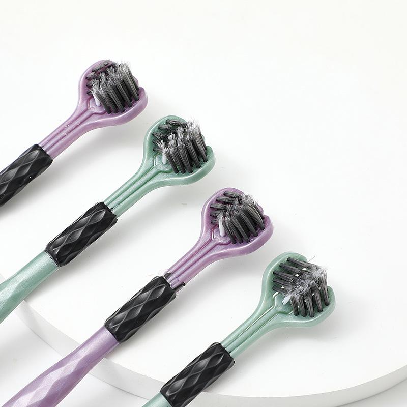 Adult Copper Mineral Soft Bristle Three-Sided Toothbrush with Three-Head Cleaning Design.
