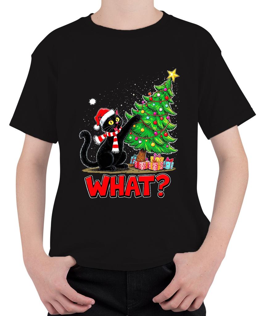 WHAT? Black Cat Christmas Funny Xmas Tree Gifts Unisex Kids T