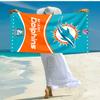 proof beach towel with Miami Dolphins logo pattern - soft,absorbent,quick-drying,machine washable - perfect for swimming,camping,bathing