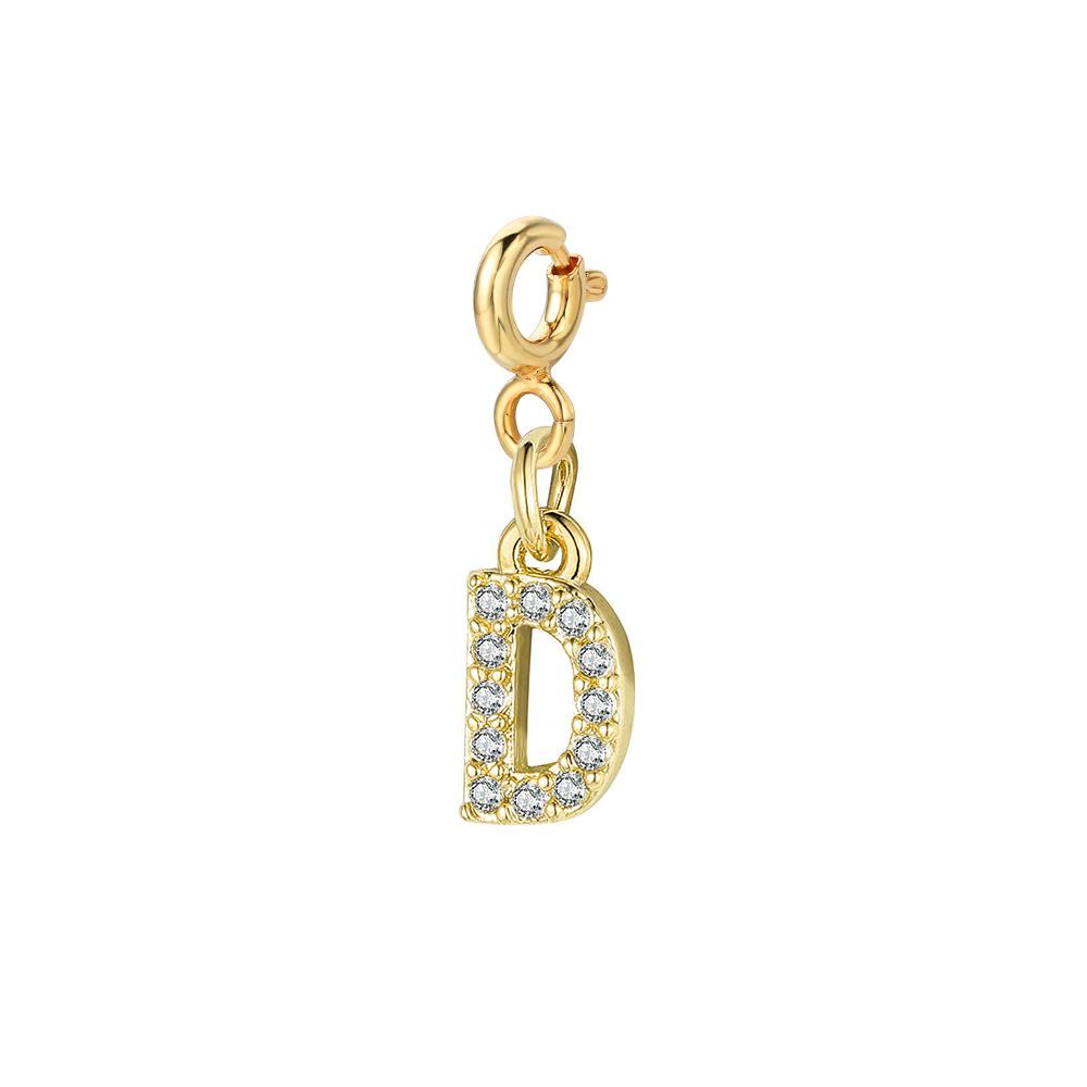 Trendy Gold Color Micro-inserts Zircon Alphabet Charm DIY Making Letter Pendant Necklace Bracelet Accessories Fashion Jewelry