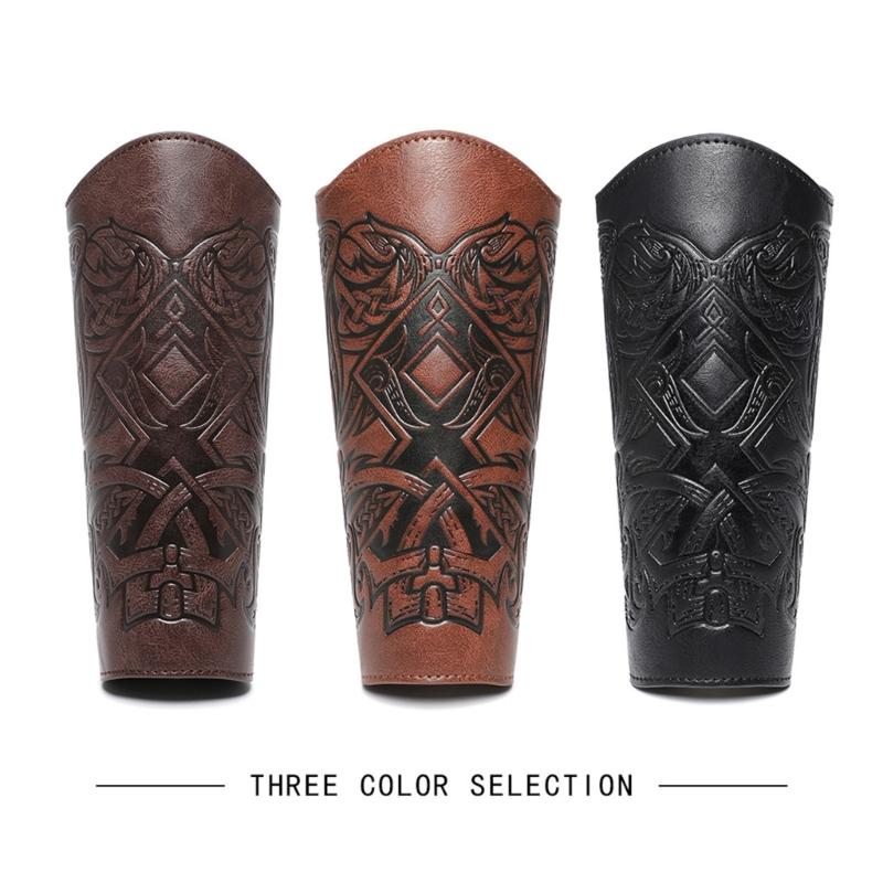 Middle Ages Wristband Perfect for Costume Parties Gatherings Cosplay Embossed Gauntlet Bracer Gauntlet Brown Wristband