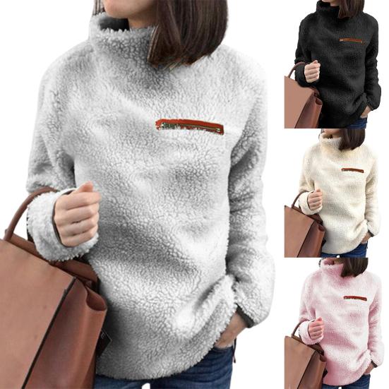 KOKKO Женская блузка однотонная плюшевая осенне-зимняя свободная ветрозащитная пуловер для вечеринки