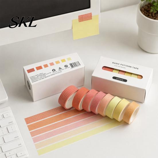 Washi Tape 8 Rolls Set, Decorative Stickers, Aesthetic Solid Color Tapes Clean Design Masking for Scrapbooking Supplies, Journaling Junk Journal,