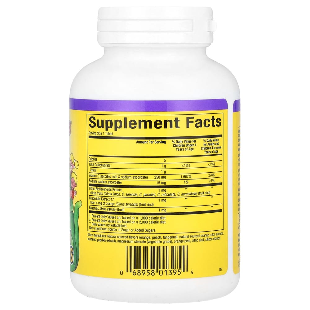 Natural Factors Big Friends Chewable Vitamin C, Tangy Orange, 250mg, 90 Chewable Tablets