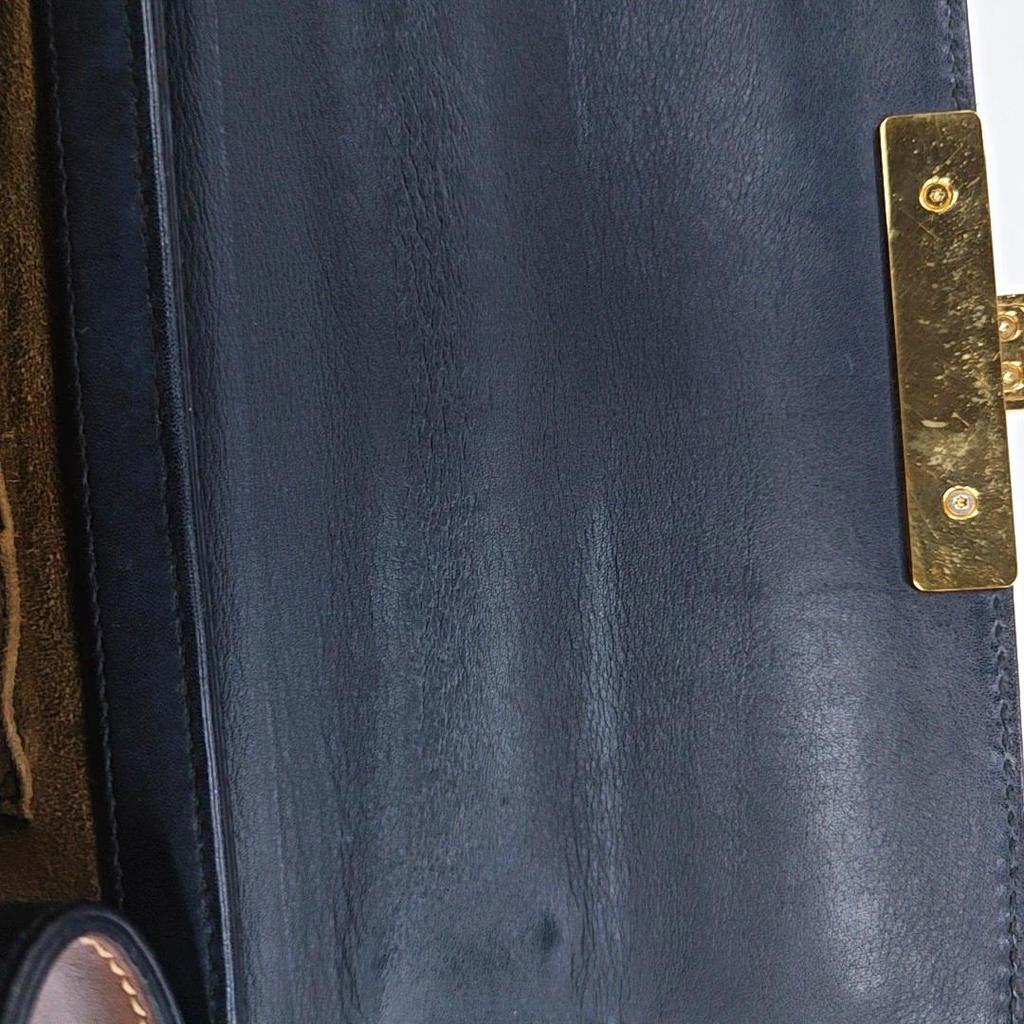 [Pre-Owned] Padlock Moonlight Treasure Box Series Metal Lock Logo Canvas And Leather Crossbody Bag Small - Good #BEMNT5