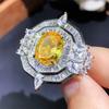New Chinese Spot New Color Zirconium Premium Bright Set China Red Pink Diamond Yellow Diamond Necklace Opening Ring