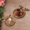 Christmas Antler Wood Plate for Food Presentation Elegant Wooden Dinner Plate for Christmas Atmosphere Festive Tableware Decor for Holiday