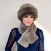 Женский комплект из 2 предметов: Уютная шапка и шарф из искусственного меха — теплая, вязаная зимняя шапка-ушанка с застежкой на пуговицы, однотонная, только ручная стирка